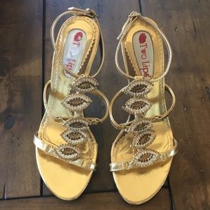 Two Lips Rhinestone High Heels-  6.5